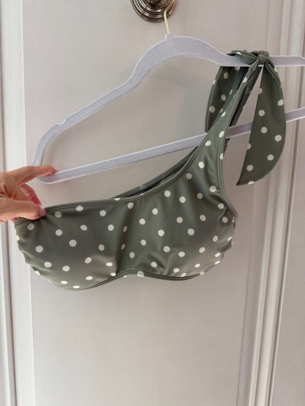 Abercrombie & Fitch Green Polka Dot One-Shoulder Bikini Top and high leg bottom